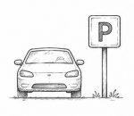 Ręcznie szkicowany parking przy domkach górskich