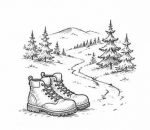 Ręcznie szkicowane buty trekkingowe przy szlaku w Beskidzie Żywieckim